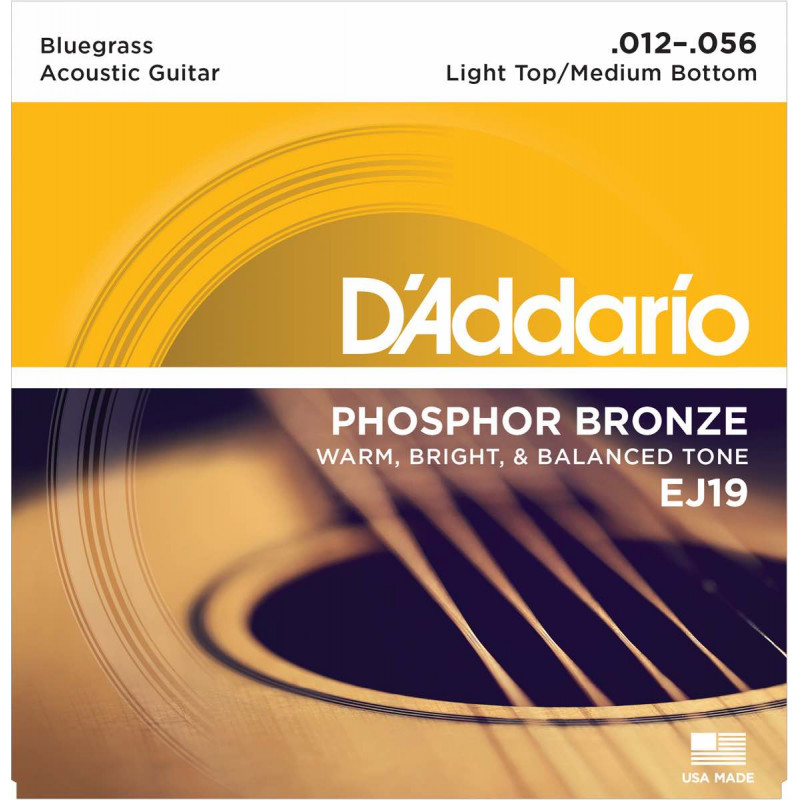 D'Addario EJ19 Bluegrass Light Top Medium.12-56 - Jeu de cordes pour guitare acoustique