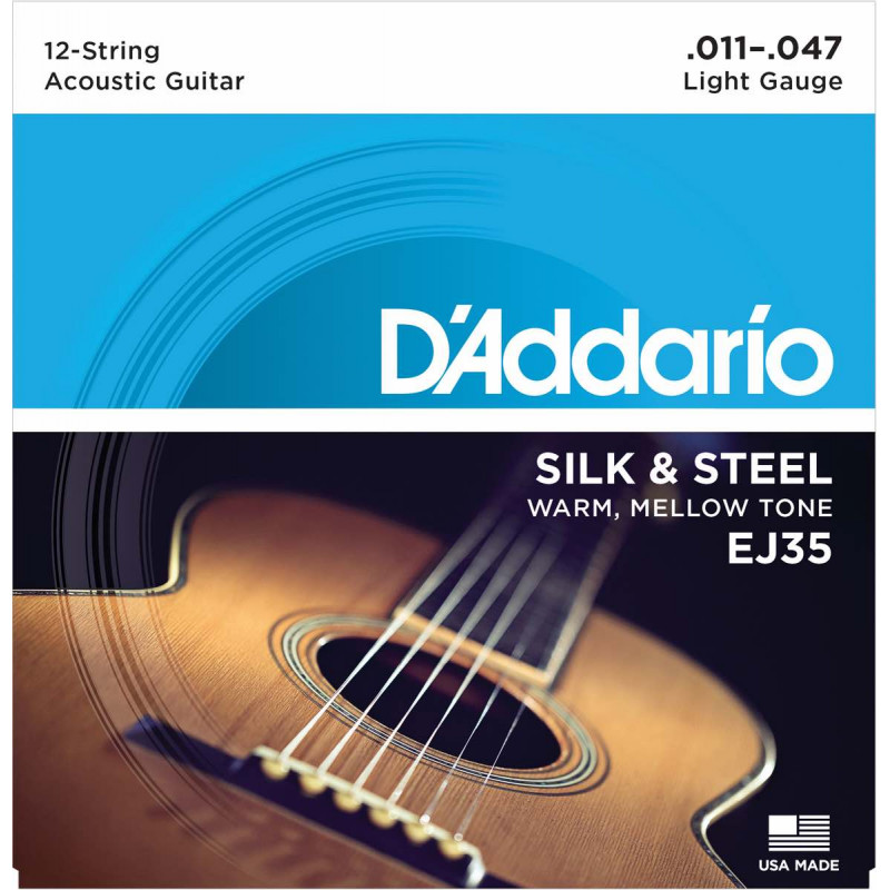 Jeu de cordes pour guitare Folk D'addario SILK&STEEL 11-47 - EJ35