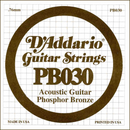 Corde au détail Guitare acoustique D'Addario Filée Phosphore Bronze 030 - PB030