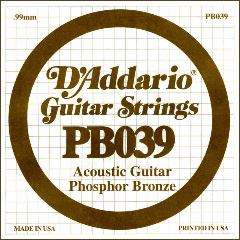 Corde au détail Guitare acoustique D'Addario Filée Phosphore Bronze 039 - PB039