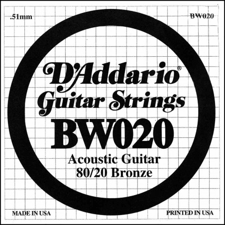 D'Addario BW020 - Corde au détail 020 Filée Bronze Guitare acoustique