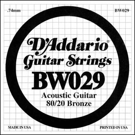 Corde au détail Guitare acoustique D'Addario Filée Bronze 029 80/20 - BW029