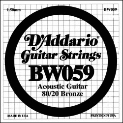 Corde au détail Guitare acoustique D'Addario Filée Bronze 059 80/20 - BW059