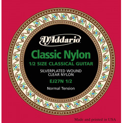 D'Addario EJ27N-1/2 tirant normal - Jeu de cordes pour guitare classique 1/2