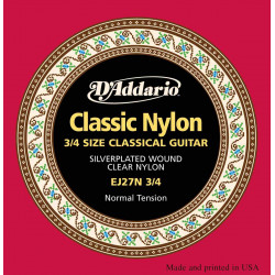 D'Addario EJ27N-3/4 Jeu de cordes guitare classique 3/4 - tirant normal