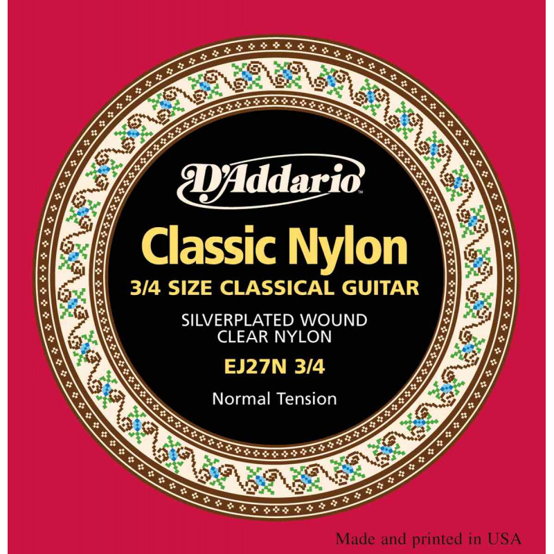 D'Addario EJ27N-3/4 Jeu de cordes guitare classique 3/4 - tirant normal