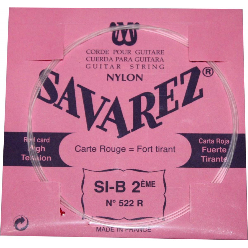 Savarez 522R  - corde Si guitare classique tirant fort  - Carte Rouge