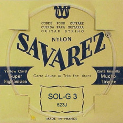 Corde au détail Savarez 523J pour guitare classique - tirant très fort Sol - Carte Jaune