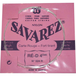 Savarez 524R  - corde Ré guitare classique tirant fort  - Carte Rouge