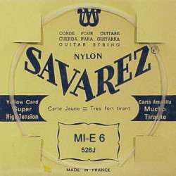 Corde au détail Savarez 526J pour guitare classique - tirant très fort Mi grave - Carte Jaune