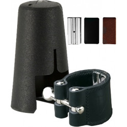 Vandoren LC24P - Ligature cuir et couvre bec plastique clarinette basse