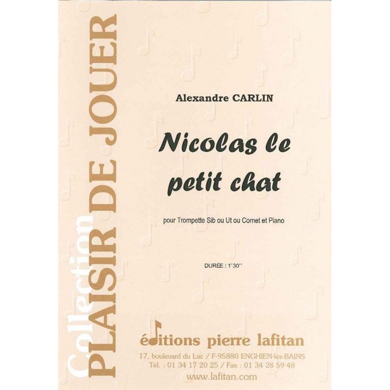 Partition pour trompette - Carlin Alexandre - Nicolas Le petit chat