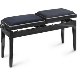 Banquette de piano double assise Stagg PB245 noir brillant pelotte velours noir