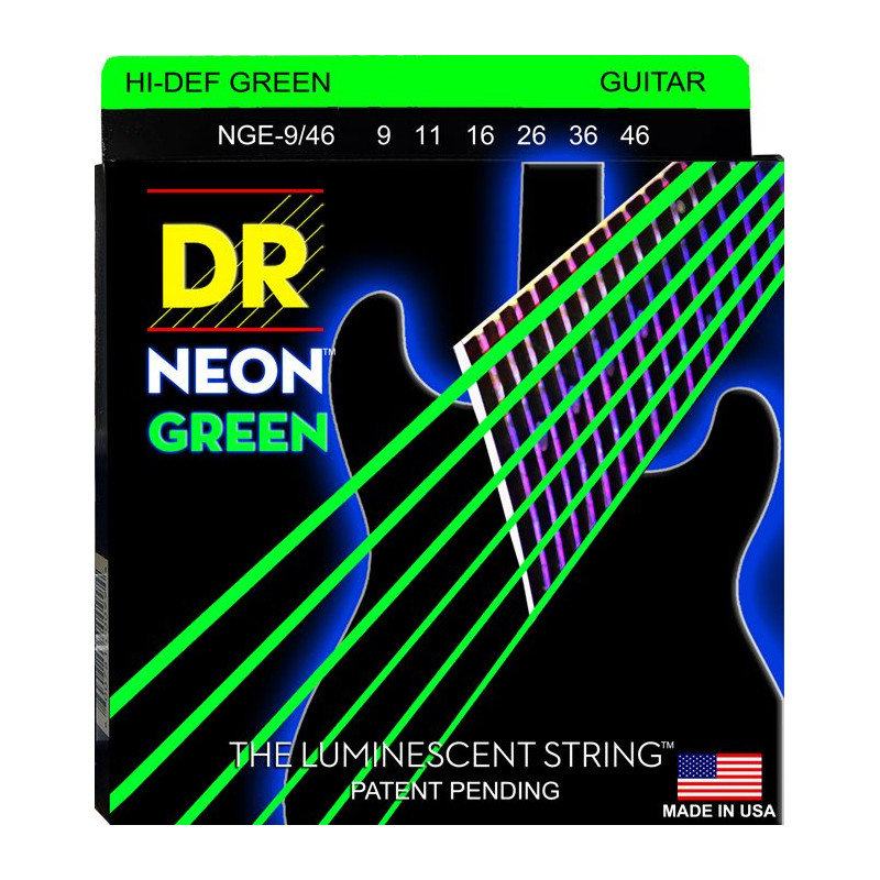 DR NGE946 Neon Lite-Heavy vert - Jeu de cordes guitare électrique 09-46