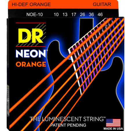 Jeu de cordes guitare électrique DR Neon Medium orange NOE10 10-46