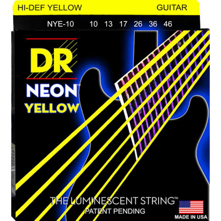 Jeu de cordes guitare électrique DR Neon Medium jaune NYE10