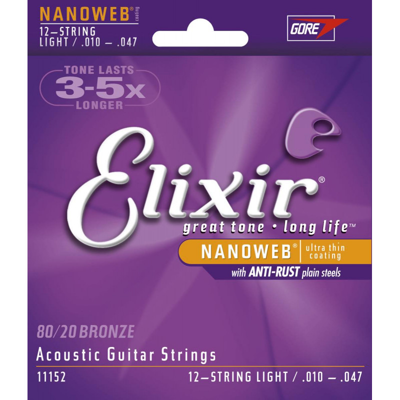 Elixir Nanoweb 11152 - 12 cordes - Guitare acoustique  L 10-47 / 10-27