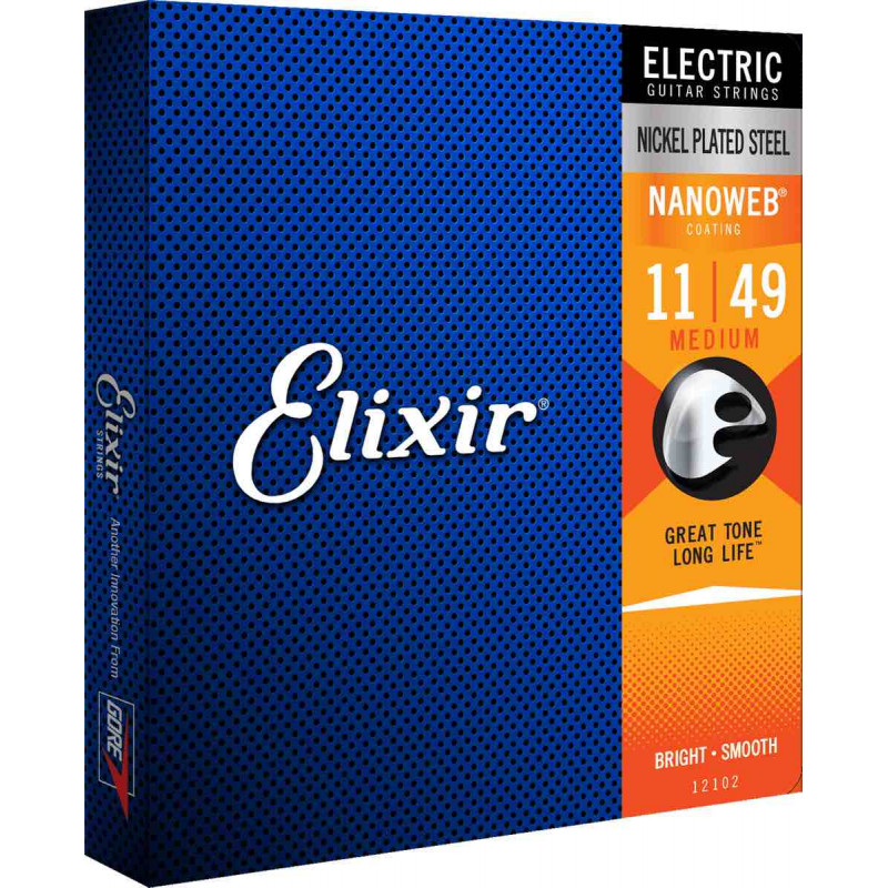 Elixir Nanoweb 12102 - Jeu de cordes guitare électrique 11-49