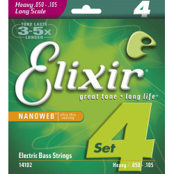 Elixir Nanoweb 14102 - Jeu de cordes guitare basse heavy 50-105