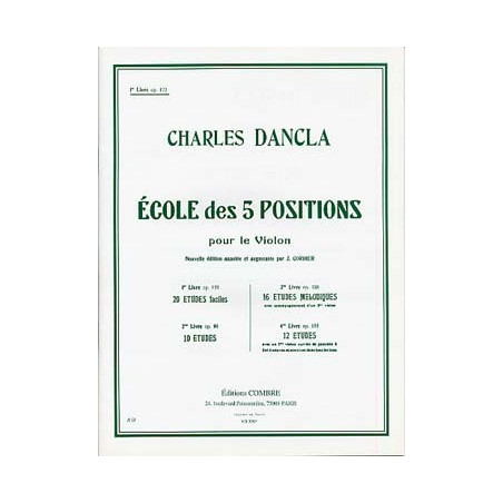 Ecole 5 positions Vol.1 Op.122 (20 études faciles) – violon - DANCLA Charles