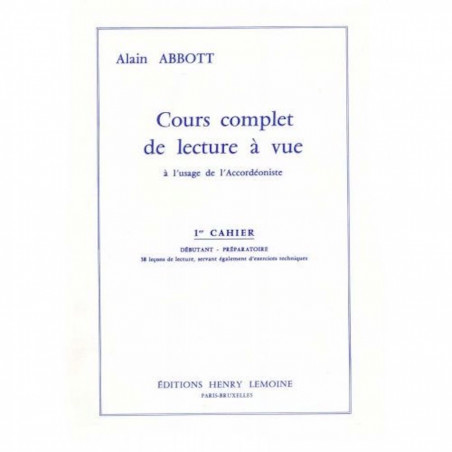 Lecture à vue Vol.1 – accordéon -ABBOTT Alain