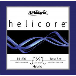 Jeu cordes Contrebasse 3/4 D'addario Helicore Medium HH610