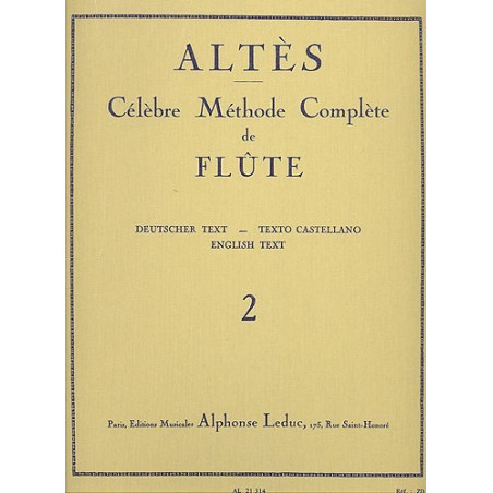 Célèbre Méthode complète de Flûte Altes Vol. 2 - Ed. Leduc