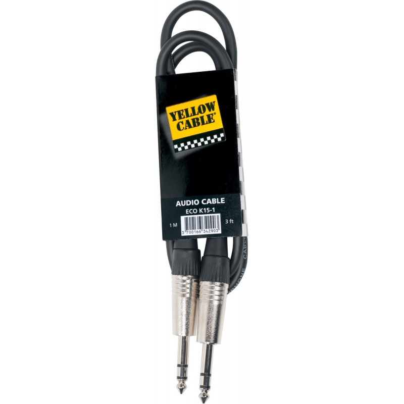 Yellow Câble K15 1 mètre - Câble audio jack - jack stéréo mâle 6,35