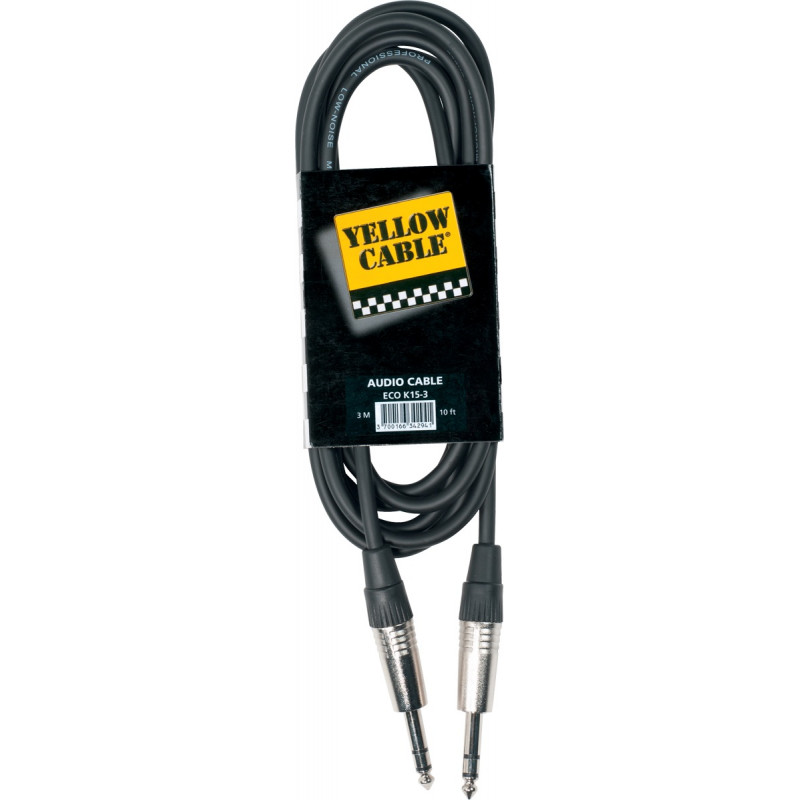 Câble audio jack stéréo mâle 6,35 - jack stéréo mâle 6,35 Yellow Câble K15 3 mètres