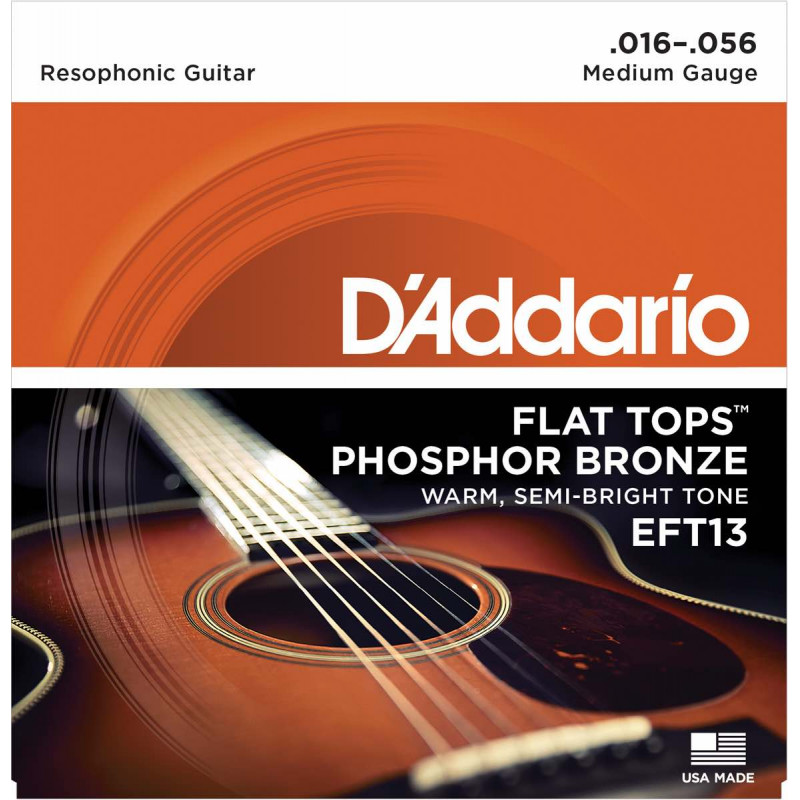 D'addario EFT13 Flat top Medium 16-56 - Jeu de cordes guitare resophonic