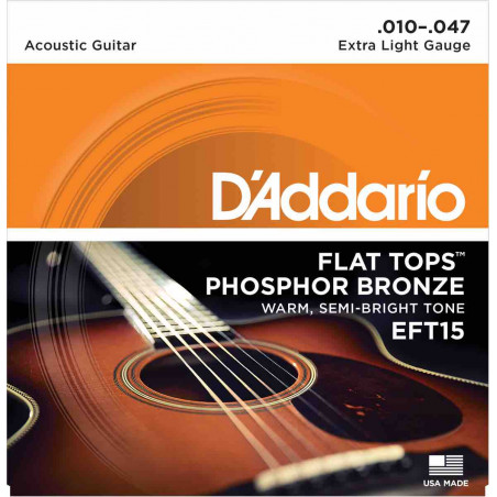 D'addario EFT15 Extra Light 10-47 - Jeu guitare Acoustique Flat Top Phosphore Bronze