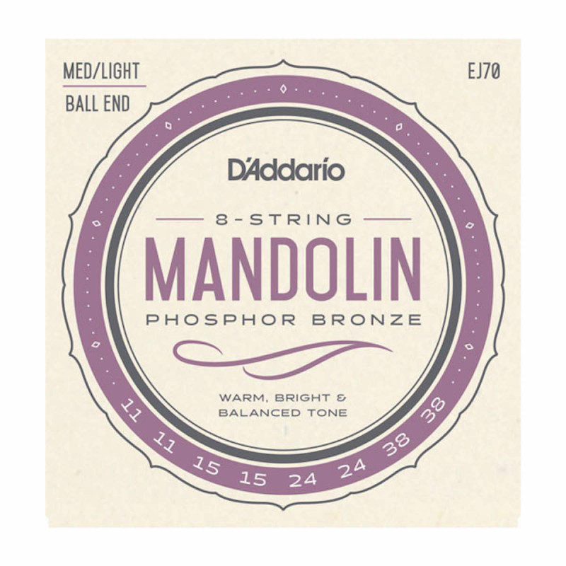 D'addario Phosphor Bronze EJ70 11-38 Light-médium - jeu de cordes pour mandoline