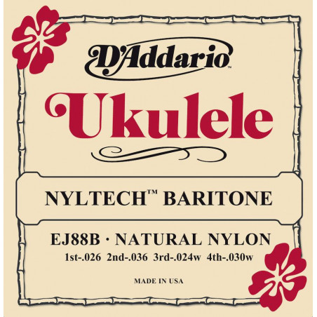 D'addario Nyltech EJ88B - Jeu de cordes ukulélé Baryton