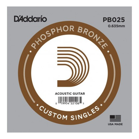 Corde au détail Guitare acoustique D'Addario Filée Phosphore Bronze 025 - PB025