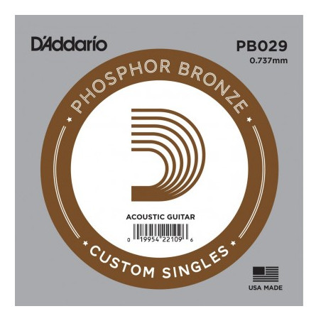 Corde au détail Guitare acoustique D'Addario Filée Phosphore Bronze 029 - PB029