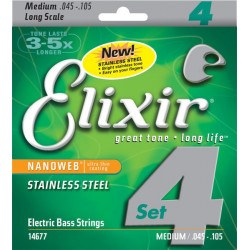 Elixir 14677 - jeu cordes guitare basse Medium 45-105