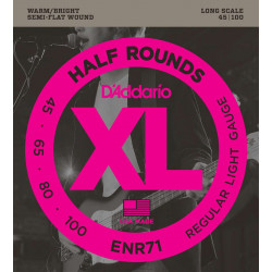 D'addario ENR71 Half Rounds 45-100 - Jeu de cordes filet plat ½ rond basse électrique