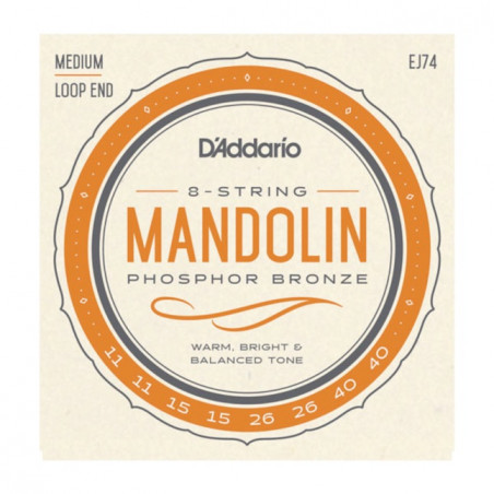 D'Addario EJ74 11-40 médium - Jeu de cordes Mandoline