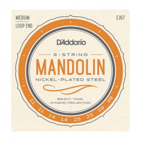 D'Addario EJ67  11-39 médium - Jeu de cordes Mandoline Plaqué Nickel