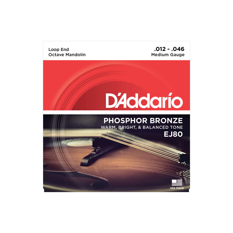 D'Addario Phosphor Bronze EJ80 12-46 médium - Jeu de cordes Mandoline octave