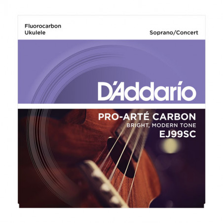 D'addario Pro Arté Carbon EJ99SC - Jeu de cordes ukulélé Soprano/Concert