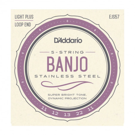 D'Addario EJS57 Custom Médium 11-22 - Jeu de cordes Banjo 5 cordes