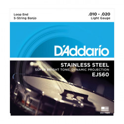 D'Addario EJS60 Light 10-20 - Jeu de cordes Banjo 5 cordes