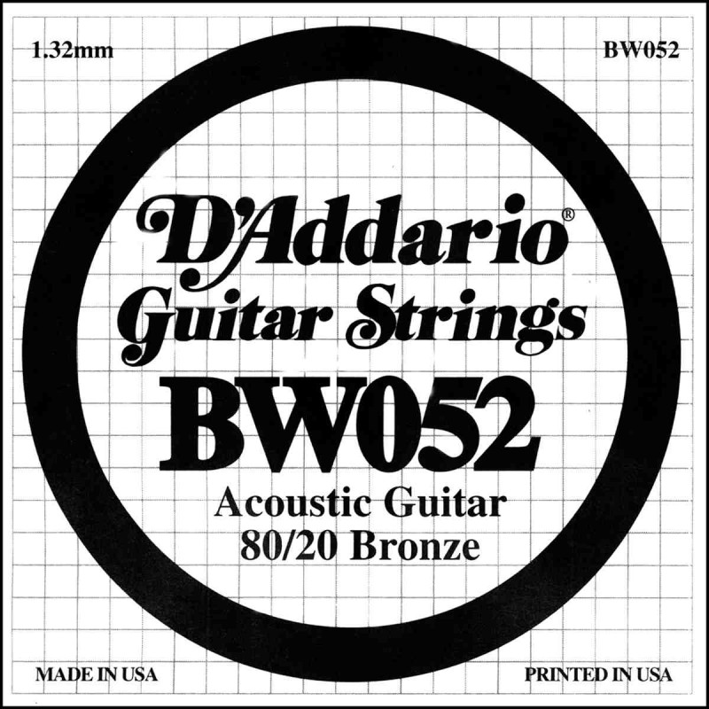 Corde au détail D'Addario pour guitare acoustique 80/20 Filé Bronze - BW052