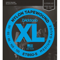 D'addario ETB92-5  Tapewound  Médium  50-135 - Jeu de cordes basse 5 cordes