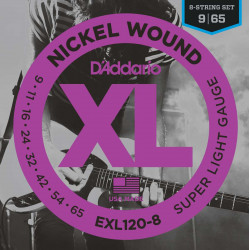 D'addario EXL120-8 Super light 9-65- Jeu de cordes guitare électrique 8 cordes