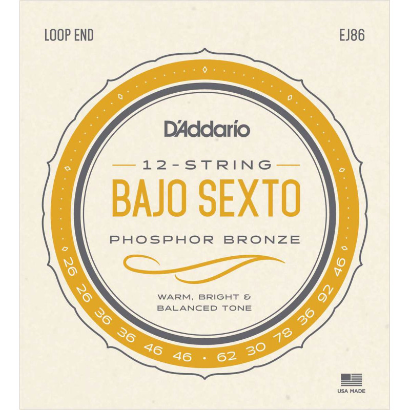 D'Addario EJ86 Bajo Sexto  - Jeu de 12 cordes