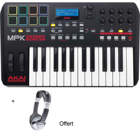 Pack Akai MPK225 - clavier maître USB 25 notes + casque offert