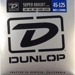 Dunlop Super Bright Stainless Steel Médium 45-125 - Jeu 5 cordes guitare basse