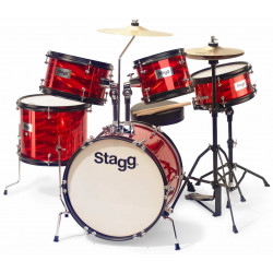 Batterie Junior Stagg TIM JR 5/16 rouge - 5 fûts et accessoires